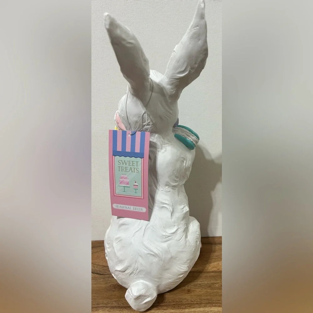 SWEET TREATS Large 14” Easter Bunny Rabbit Holding Macaroons NEW - Picture 3 of 3